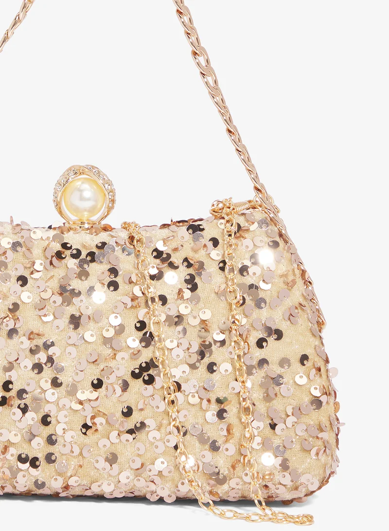 Khizana Gold Gold Sequin Embellished Bag for Women | Best Price UAE